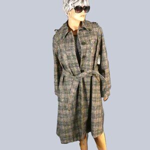 NWT Via Glen Plaid Button and Belted Trench Coat size 6